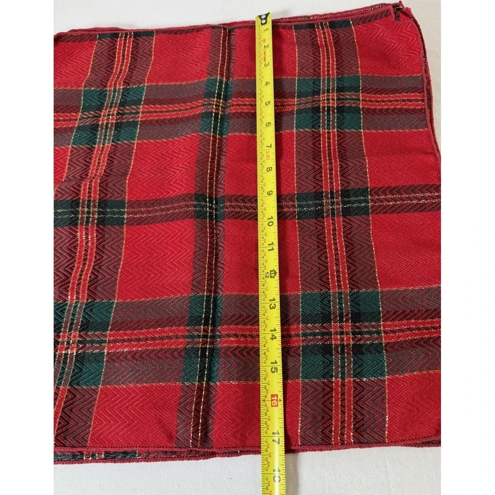 Christmas Royale Vintage Napkins Holiday 6pc Red Gold Metallic Herringbone 85-19